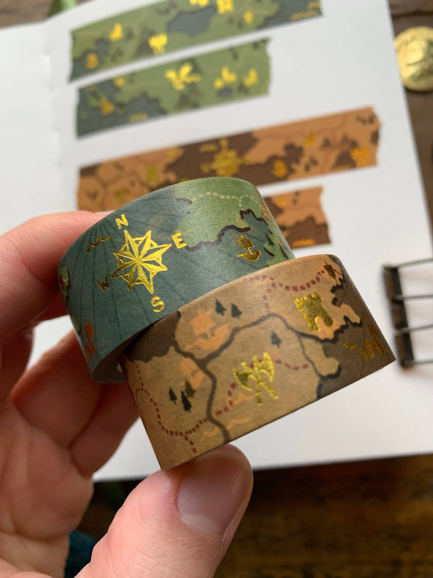 Fantasy Maps Gold Foil Washi Tape: Brown