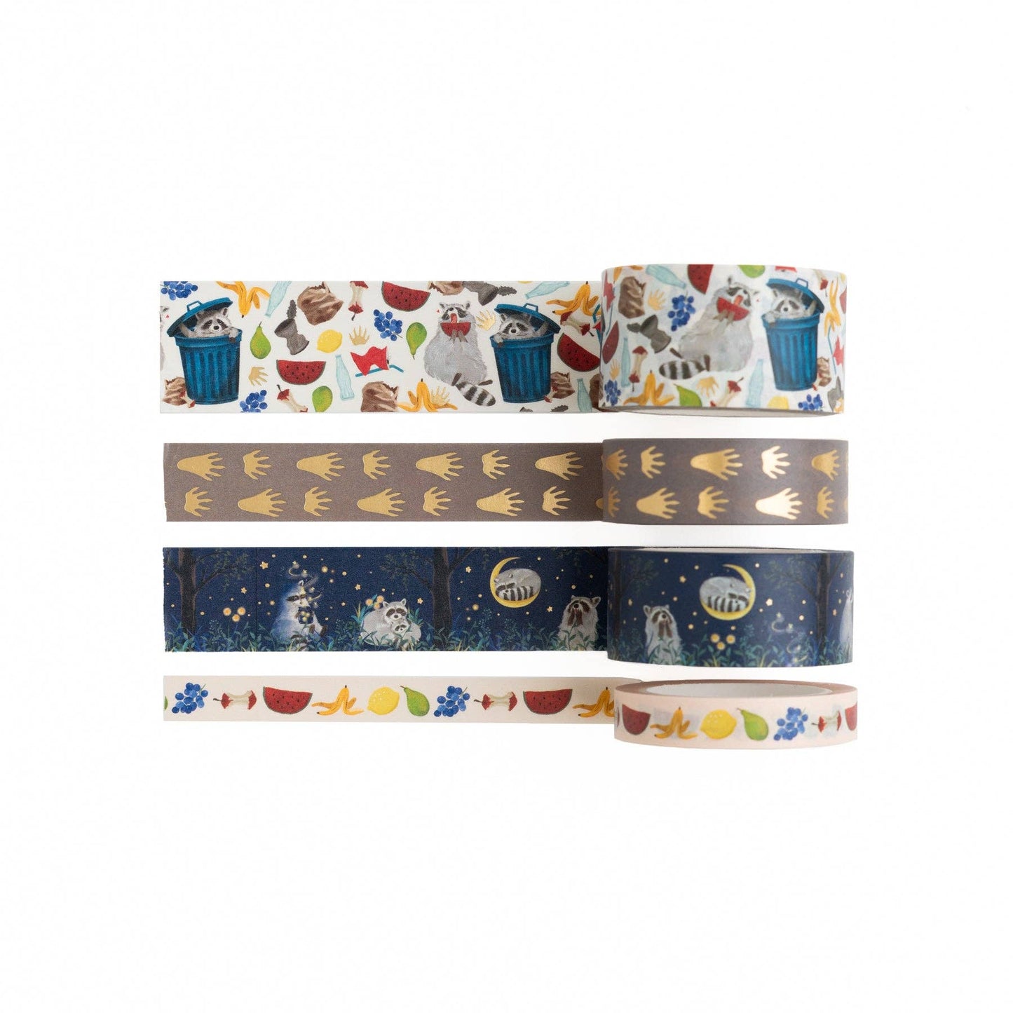 Archer and Olive Radiant Raccoon Washi Tape Set of Four Decorative Tape