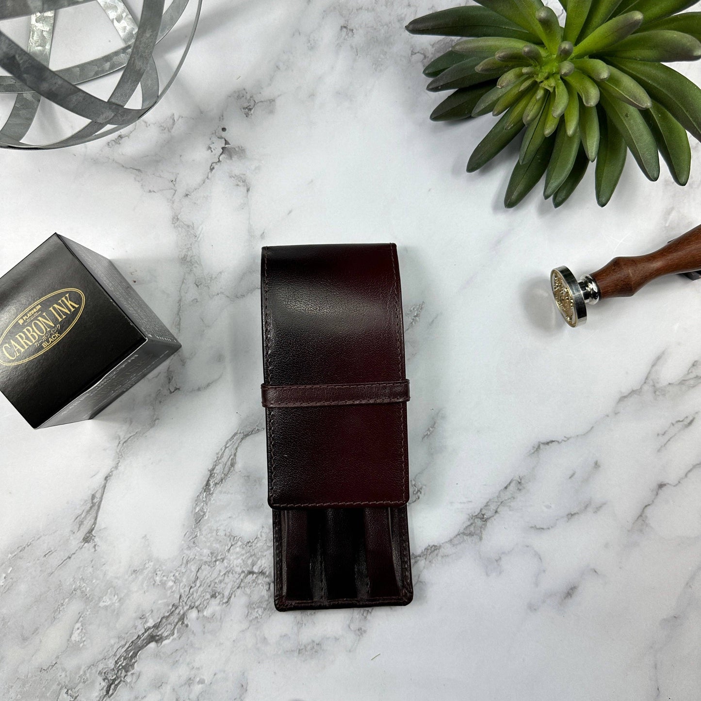 Girologio Leather 3 Pen Case: Black