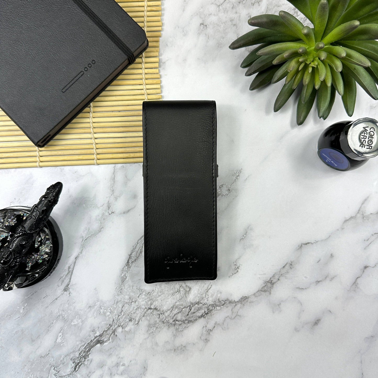 Girologio Leather 3 Pen Case: Black