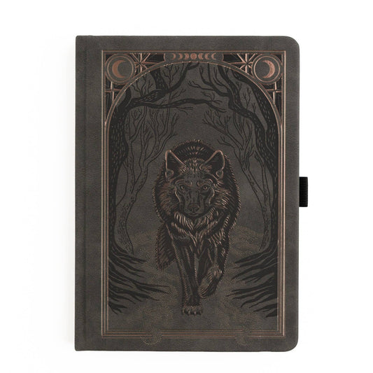 Wolf in the Night | Notebook: Black Dot Grid / A5: 192 Pages