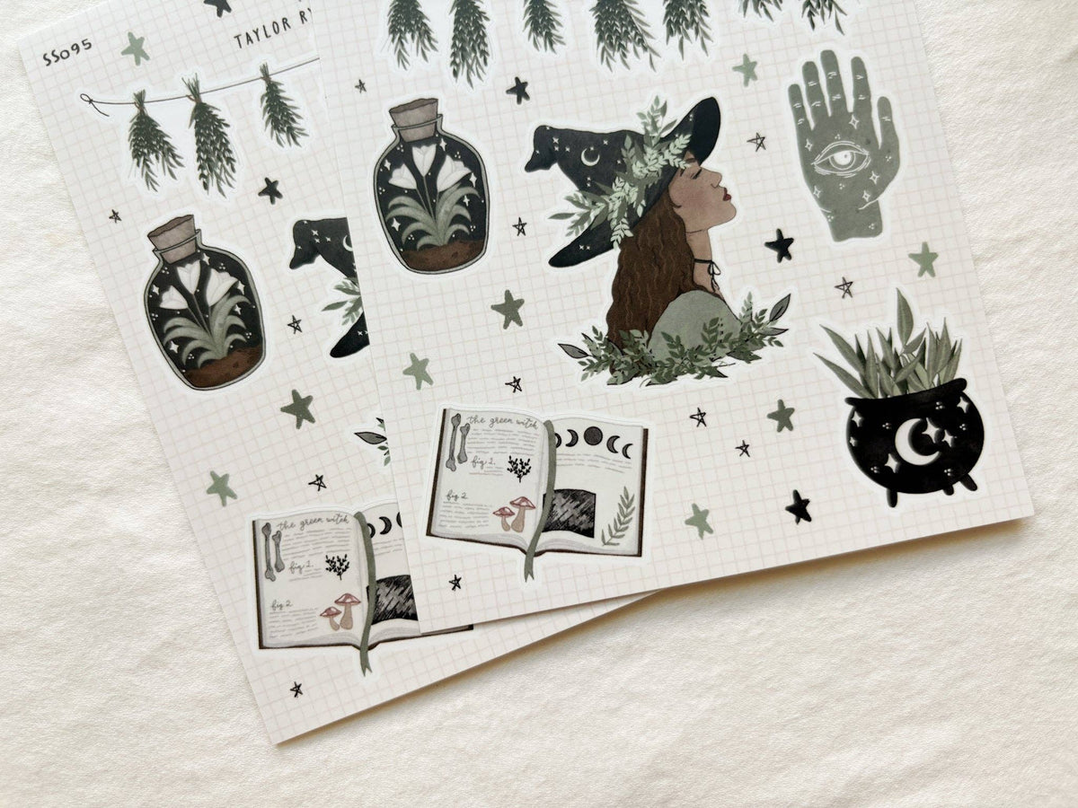 Green Witch Sticker Sheet
