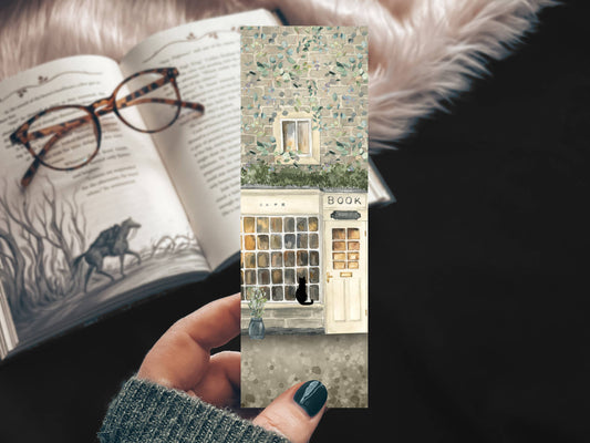 Black Cat Bookshop Watercolor Bookmark