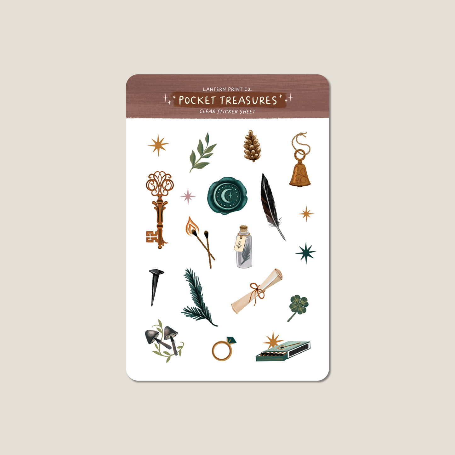 🗝️ Pocket Treasures Clear Sticker Sheet - 4x6 CLEAR matte