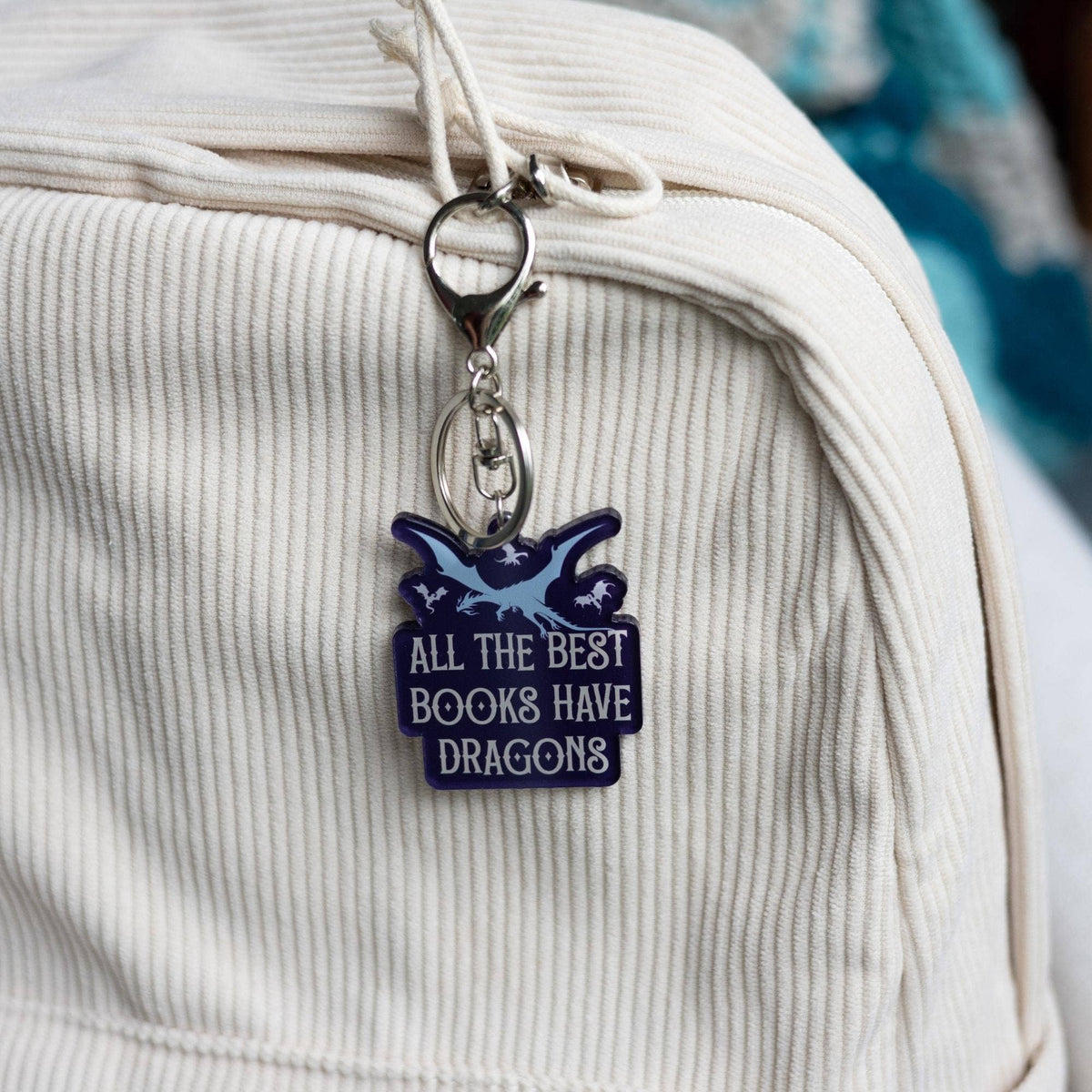 All the Best Books Have Dragons Keychain