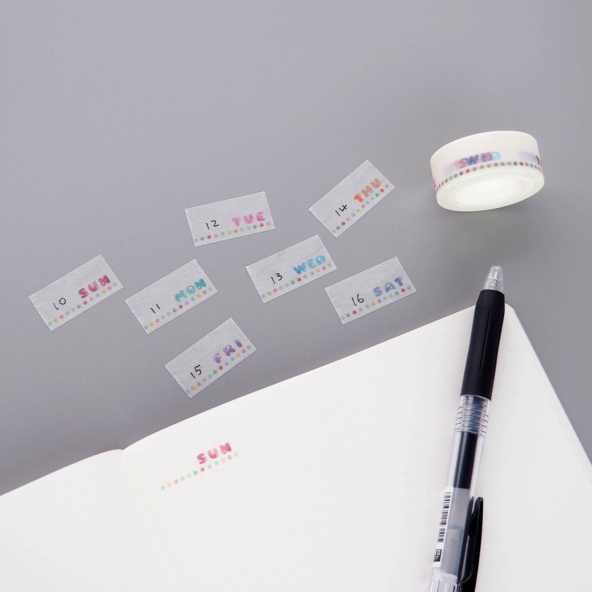 Days of The Week Watercolor Washi Tape