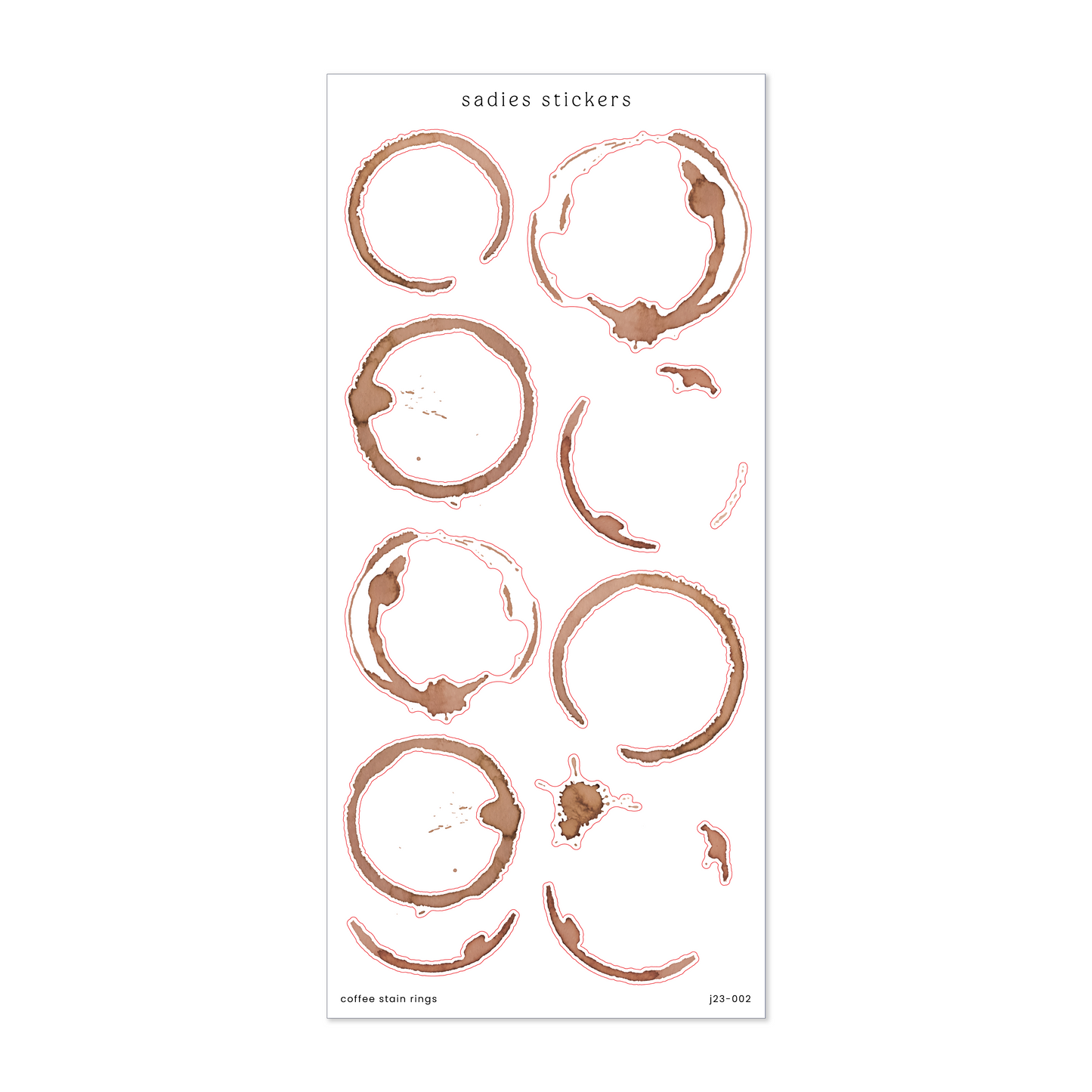 Sadies Stickers Coffee Stain Rings • Journal Sticker Sheet