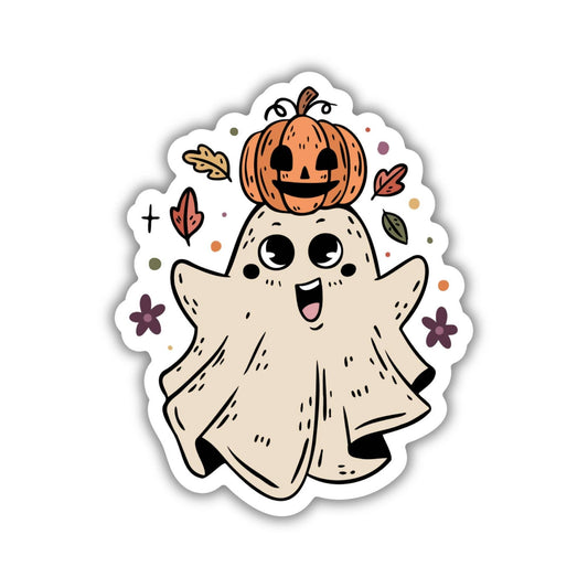 Cute Ghost & Pumpkin Clear Vinyl Sticker