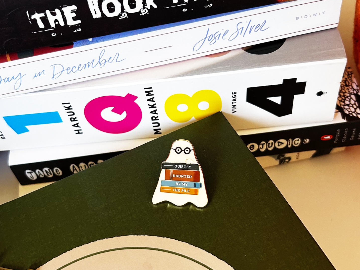 Ghost Enamel Pin, Bookish Ghost, TBR List, Spooky Season Pin