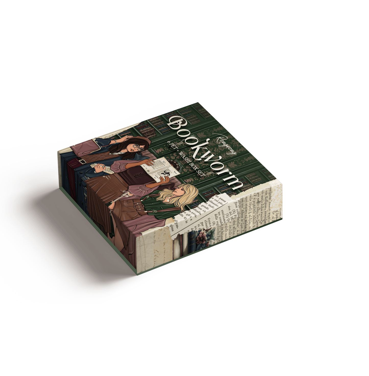 Dark Academia Bookworm Pre-cut PET Tape + Washi Box Set