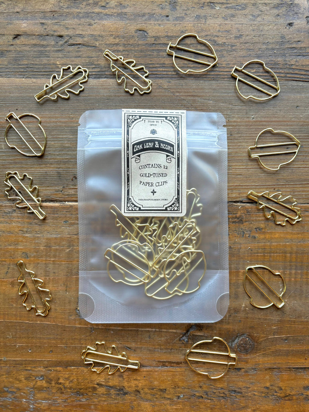 Oak Leaf & Acorn Gold Paper Clip Set