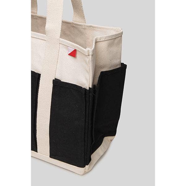 Shore Bags Multi-Pocket Canvas ToteCraft Bag Medium: Natural with Black